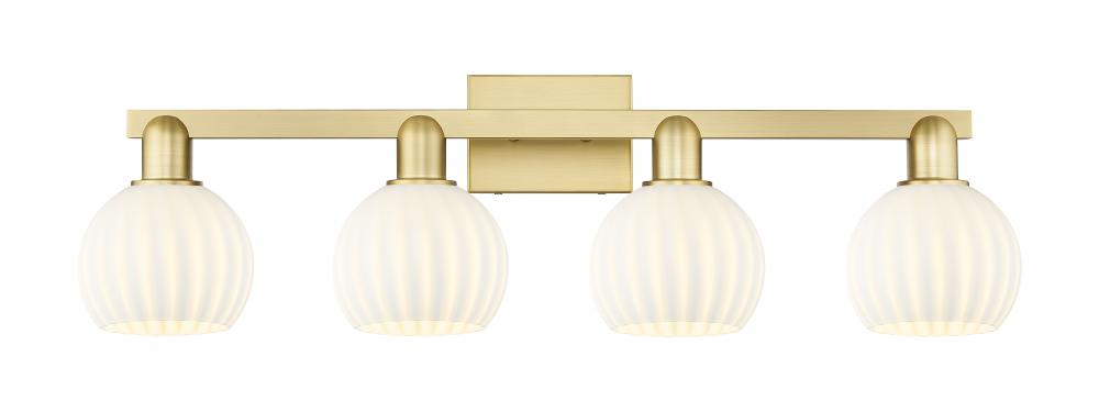 White Venetian - 4 Light - 33 inch - Satin Gold - Bath Vanity Light