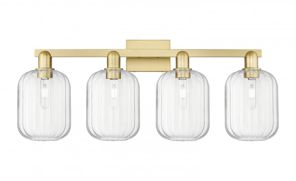 Preston Cylinder - 4 Light - 36 inch - Satin Gold - Bath Vanity Light