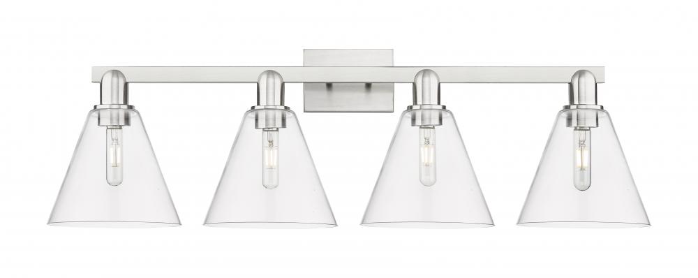 Berkshire Glass - 4 Light - 35 inch - Brushed Satin Nickel - Bath Vanity Light