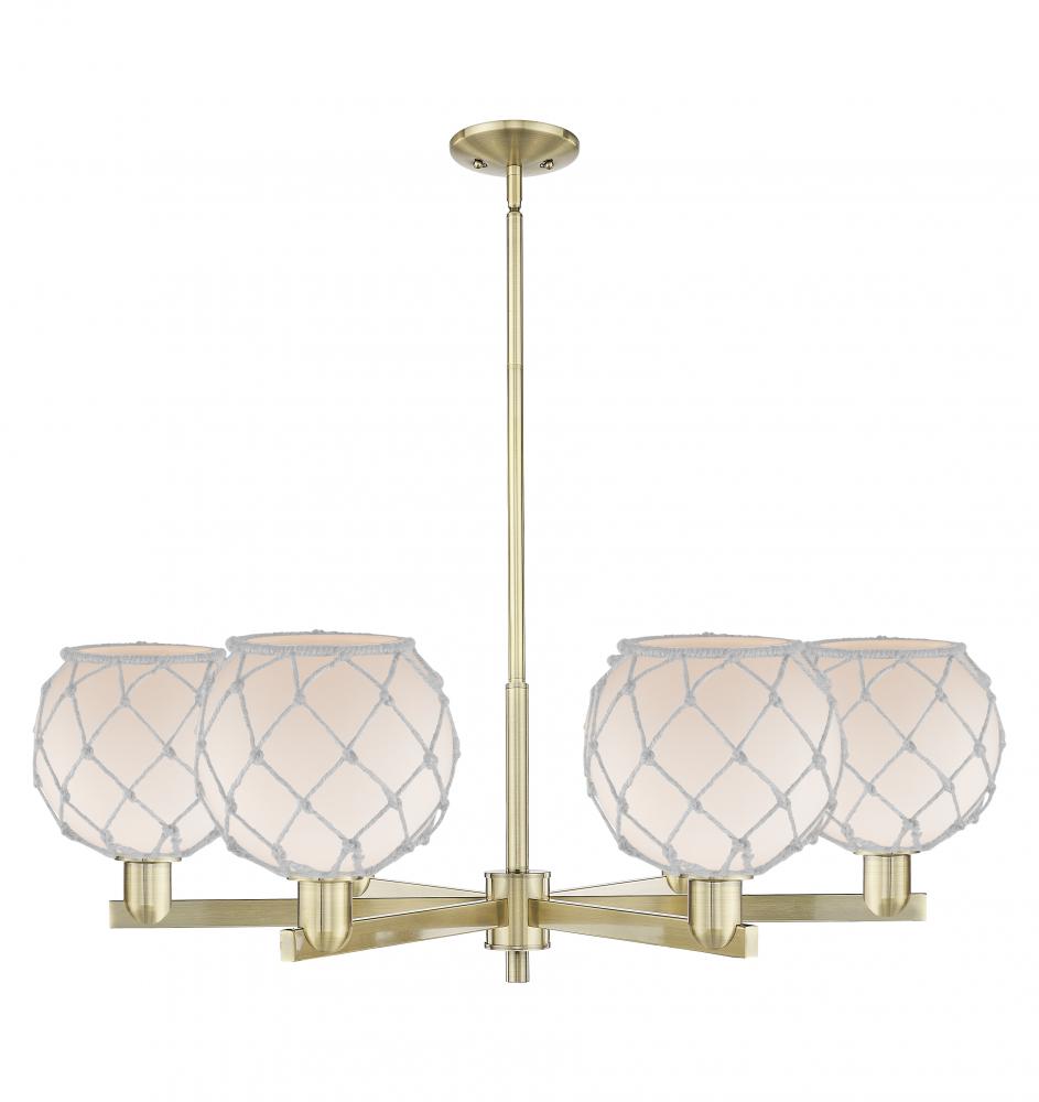 Farmhouse Rope - 6 Light - 38 inch - Antique Brass - Stem hung - Chandelier