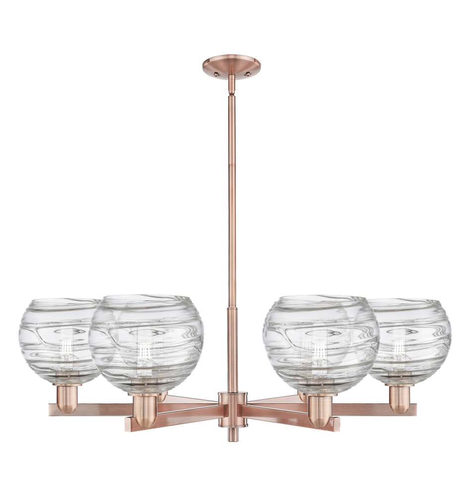 Athens Deco Swirl - 6 Light - 38 inch - Antique Copper - Stem hung - Chandelier