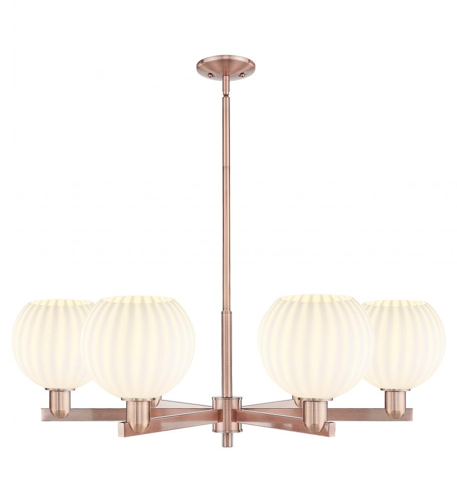 White Venetian - 6 Light - 38 inch - Antique Copper - Stem hung - Chandelier