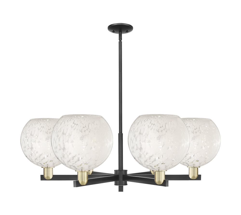 White Mouchette - 6 Light - 40 inch - Black Antique Brass - Stem hung - Chandelier