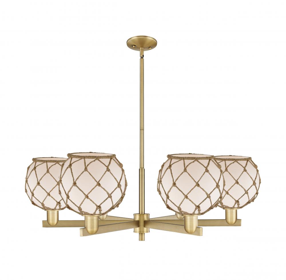 Farmhouse Rope - 6 Light - 38 inch - Brushed Brass - Stem hung - Chandelier