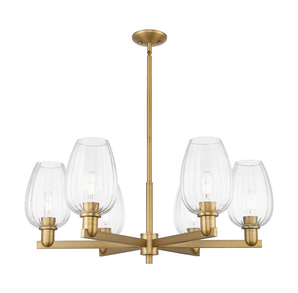 Preston Flute - 6 Light - 24 inch - Brushed Brass - Chandelier