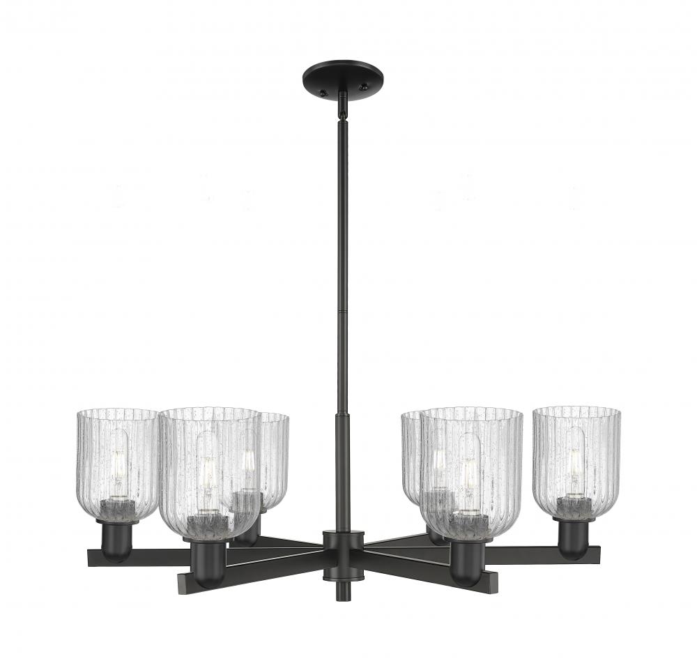Bridal Veil - 6 Light - 24 inch - Matte Black - Chandelier