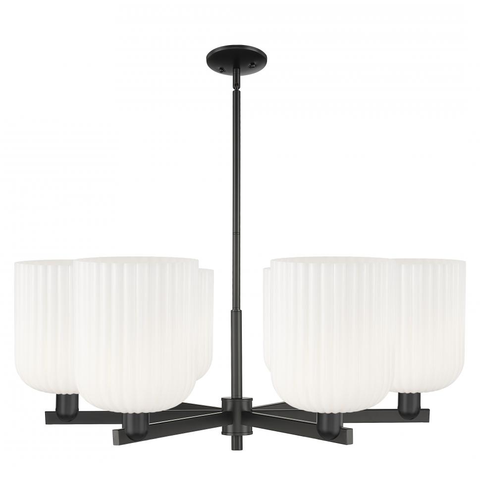 Bridal Veil - 6 Light - 38 inch - Matte Black - Chandelier