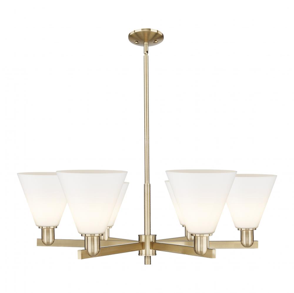 Berkshire Glass - 6 Light - 38 inch - Champagne Bronze - Stem hung - Chandelier