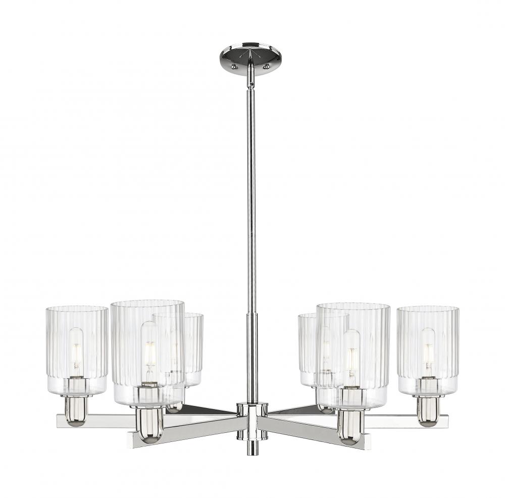 Hadley - 6 Light - 34 inch - Polished Nickel - Stem hung - Chandelier