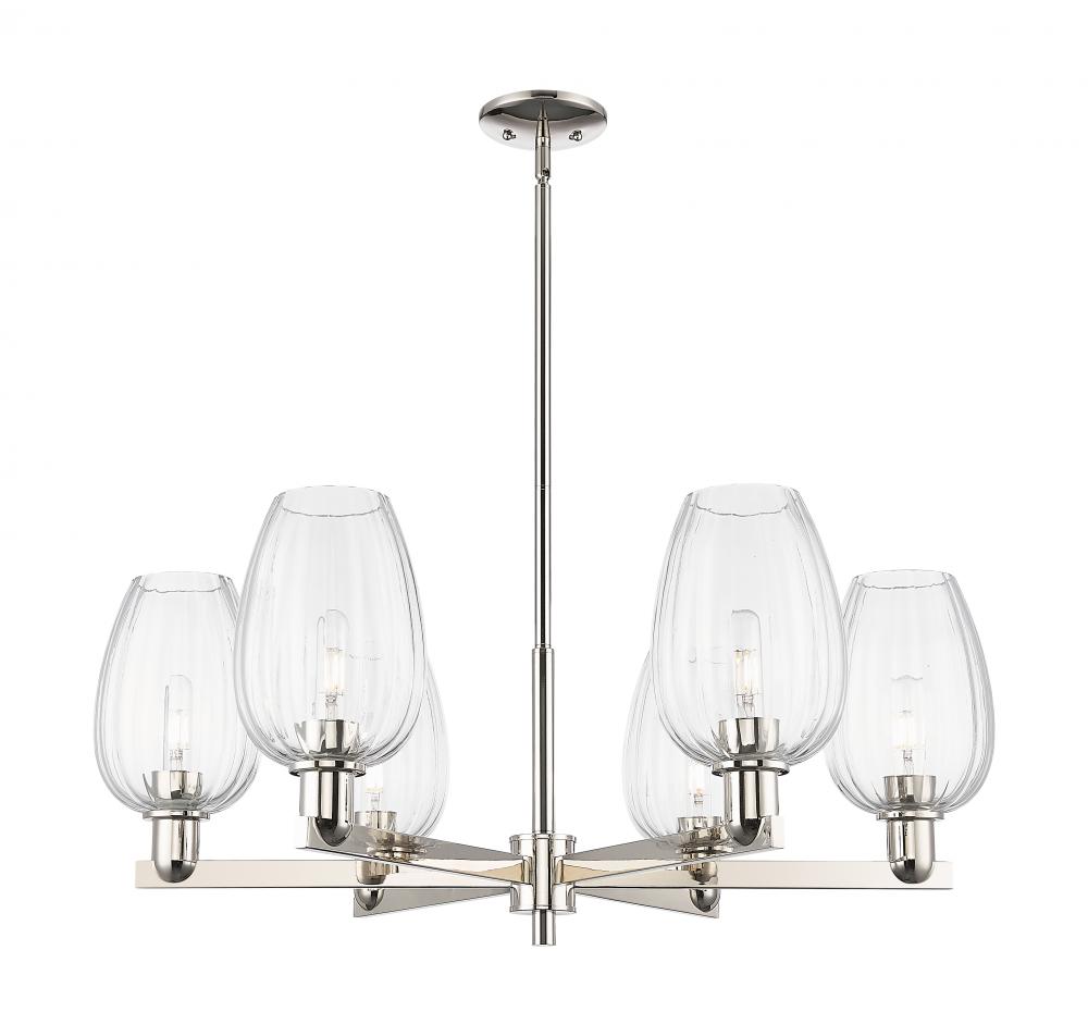 Preston Flute - 6 Light - 24 inch - Polished Nickel - Chandelier