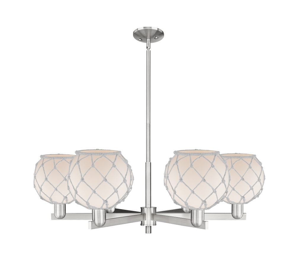 Farmhouse Rope - 6 Light - 38 inch - Satin Nickel - Stem hung - Chandelier