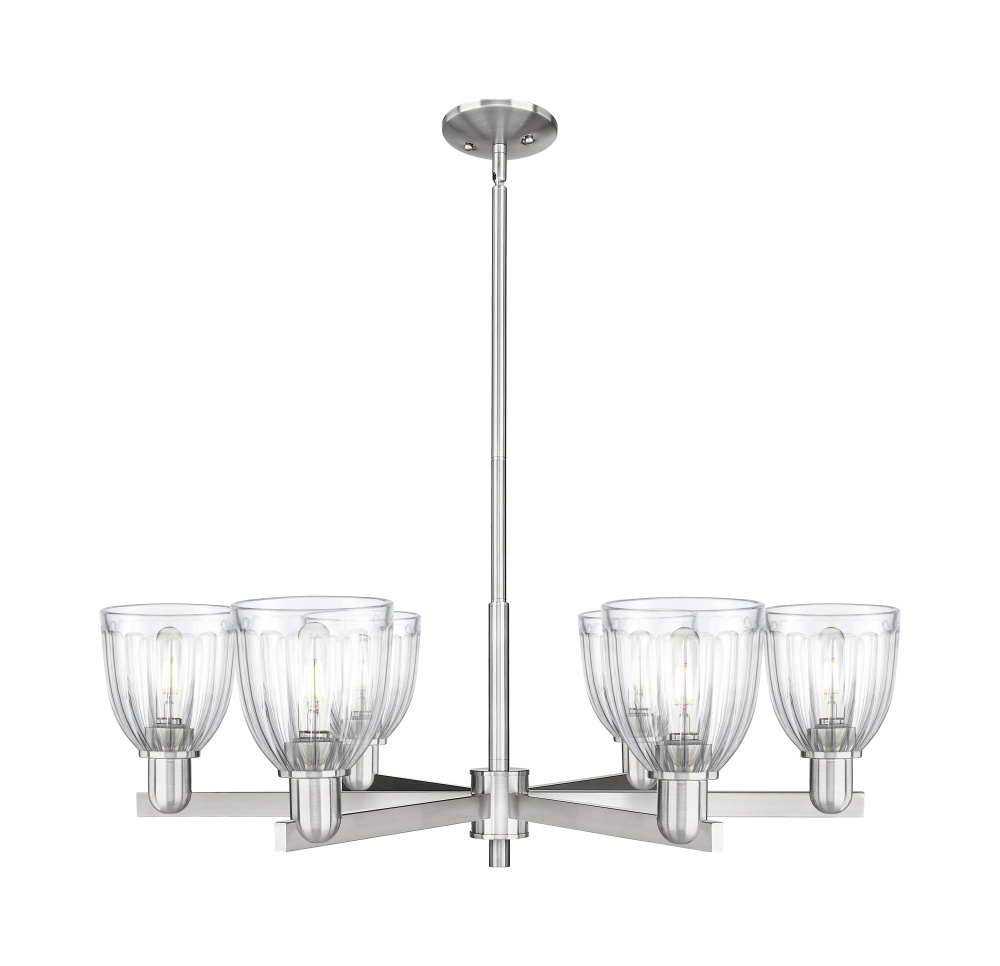 Brookfield - 6 Light - 36 inch - Satin Nickel - Stem hung - Chandelier