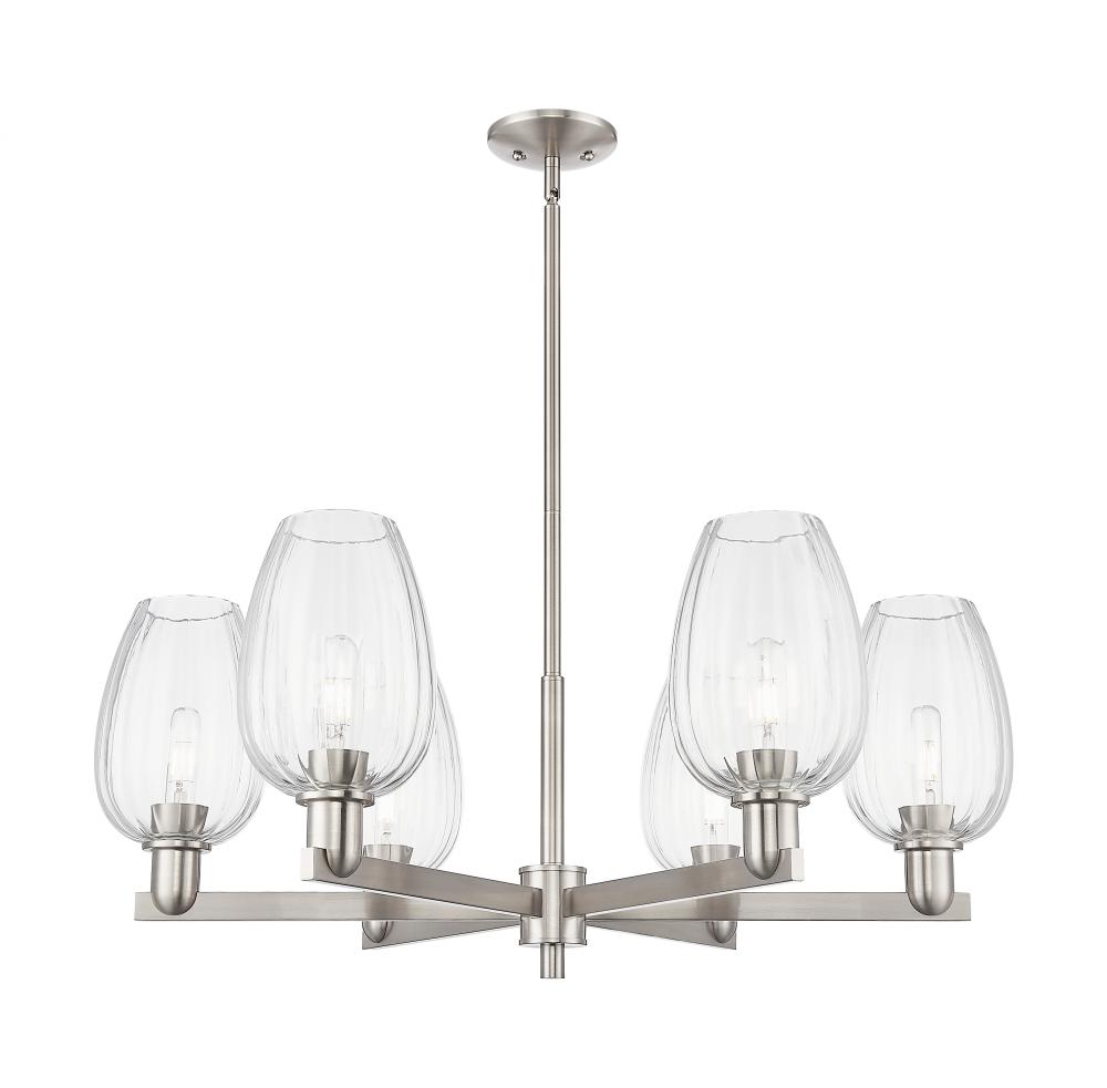 Preston Flute - 6 Light - 24 inch - Satin Nickel - Chandelier