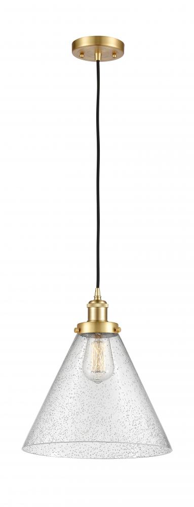 Cone - 1 Light - 12 inch - Satin Gold - Cord hung - Mini Pendant