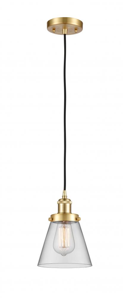 Cone - 1 Light - 6 inch - Satin Gold - Cord hung - Mini Pendant
