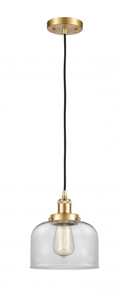 Bell - 1 Light - 8 inch - Satin Gold - Cord hung - Mini Pendant