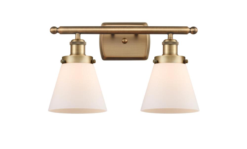Cone - 2 Light - 16 inch - Brushed Brass - Bath Vanity Light