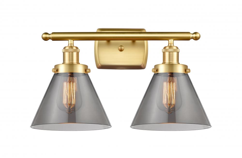 Cone - 2 Light - 18 inch - Satin Gold - Bath Vanity Light