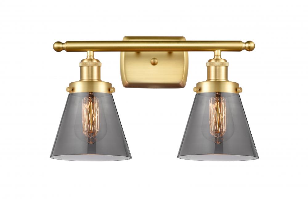 Cone - 2 Light - 16 inch - Satin Gold - Bath Vanity Light