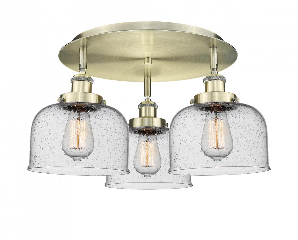 Cone - 3 Light - 20 inch - Antique Brass - Semi-Flush Mount