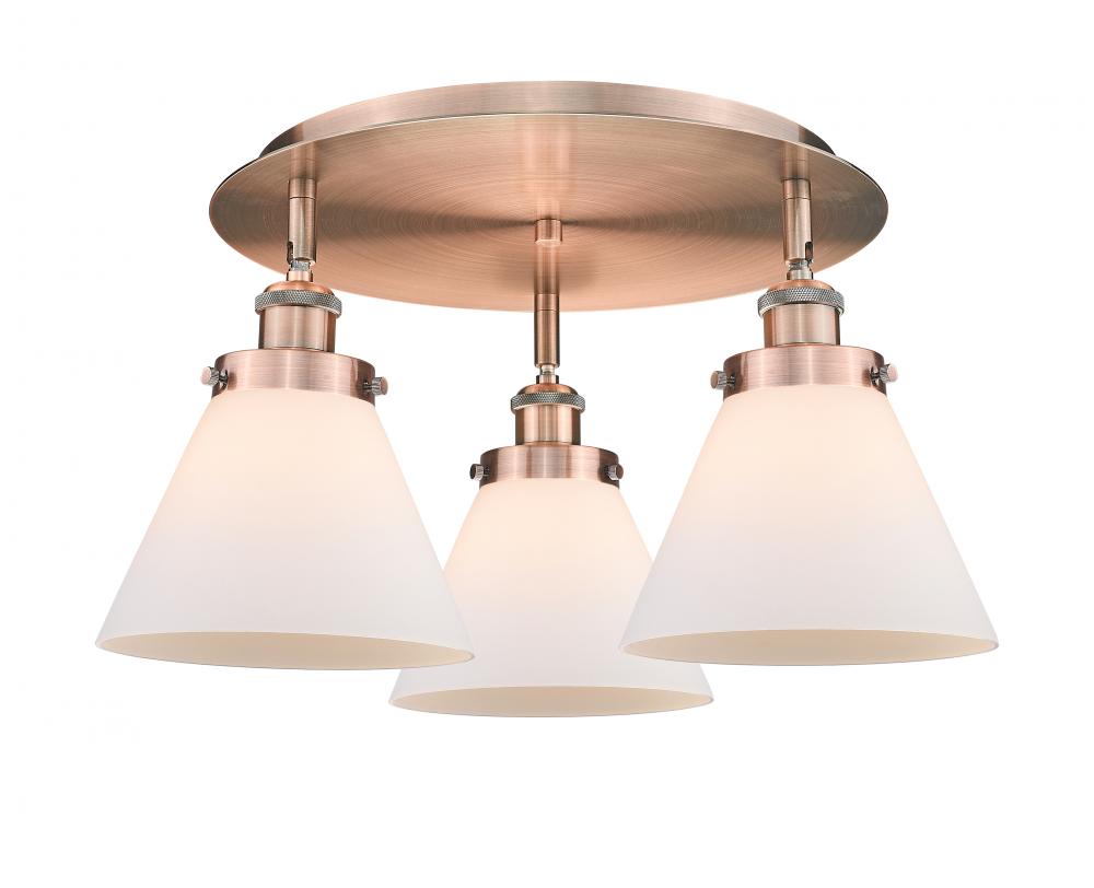 Cone - 3 Light - 20 inch - Antique Copper - Semi-Flush Mount