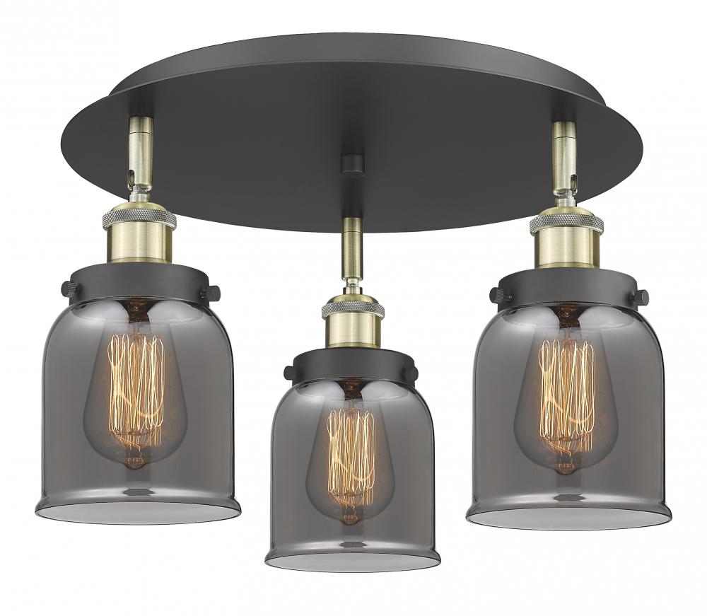 Cone - 3 Light - 17 inch - Black Antique Brass - Semi-Flush Mount