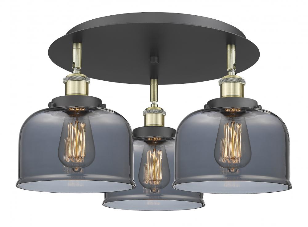 Cone - 3 Light - 20 inch - Black Antique Brass - Semi-Flush Mount