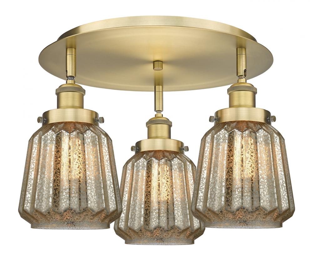Chatham - 3 Light - 19 inch - Brushed Brass - Semi-Flush Mount