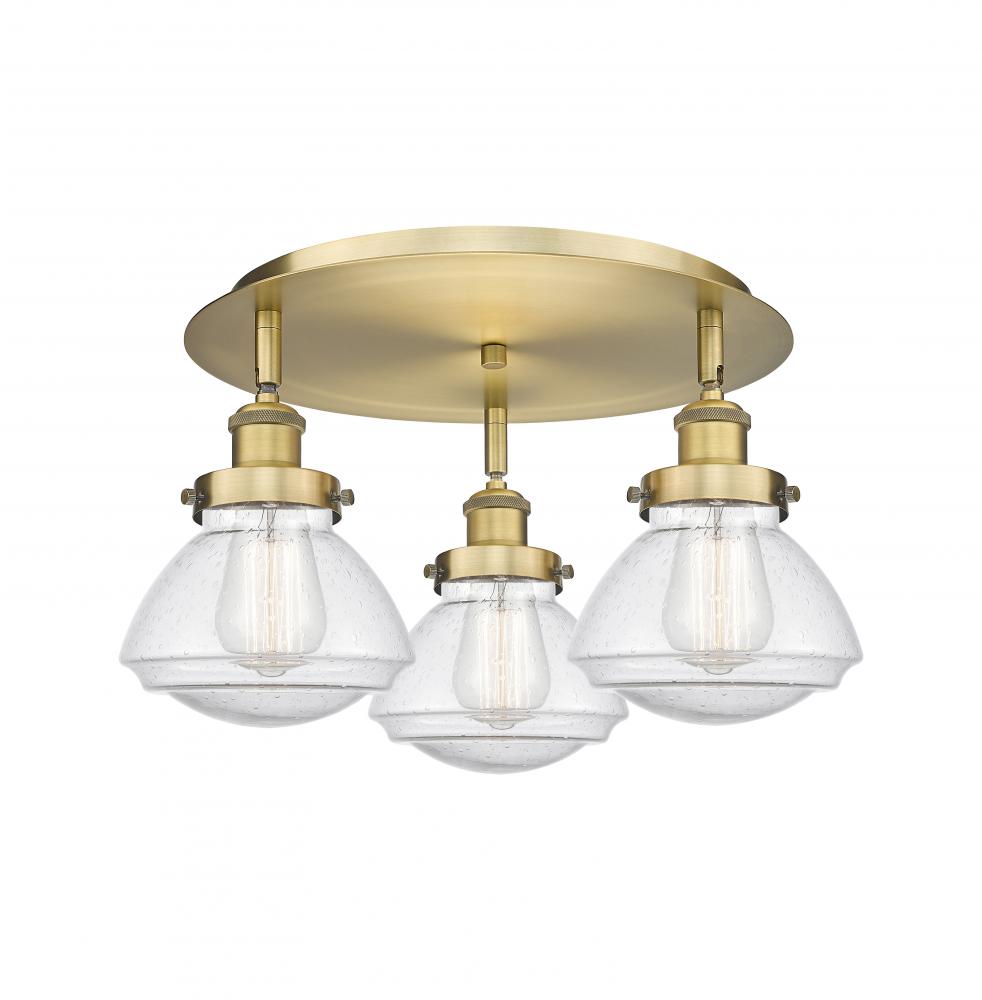 Olean - 3 Light - 19 inch - Brushed Brass - Semi-Flush Mount