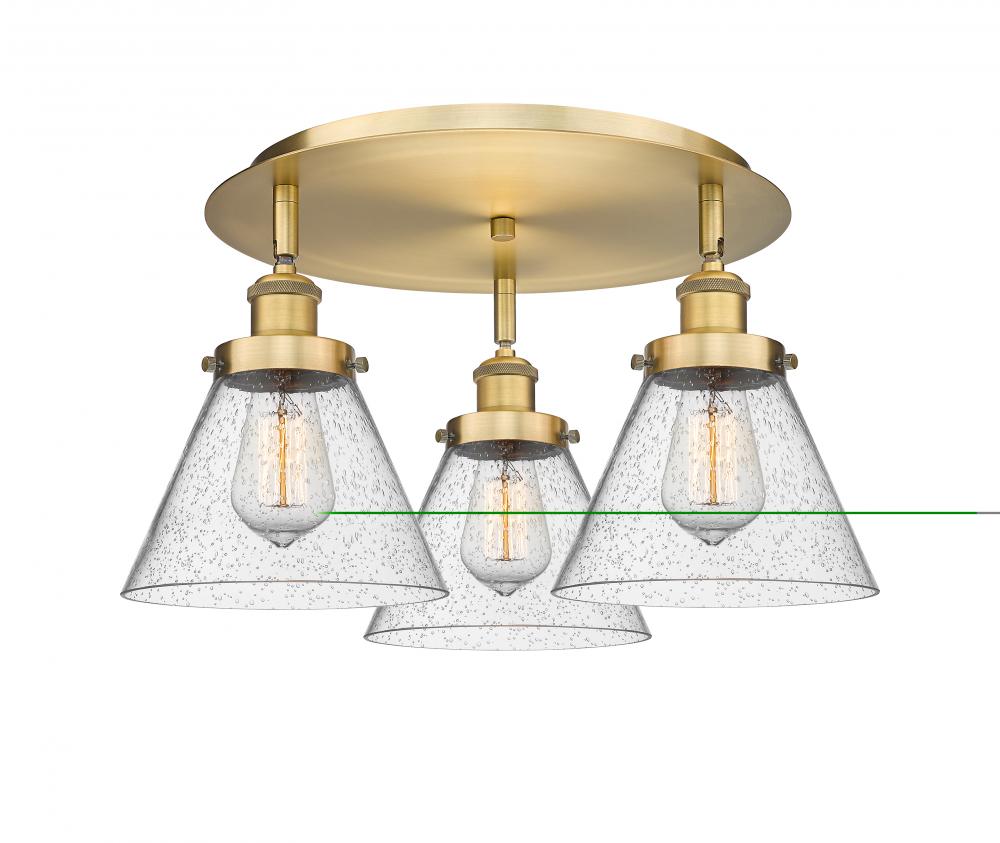 Cone - 3 Light - 20 inch - Brushed Brass - Flush Mount