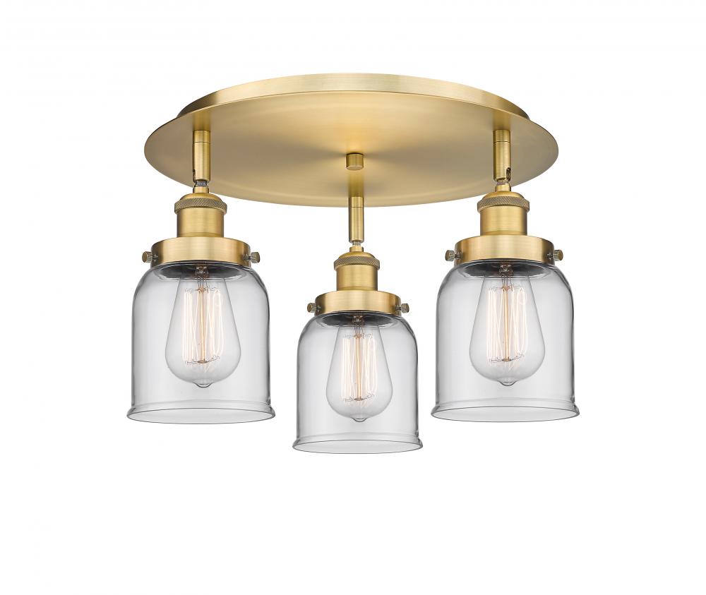 Edison - 3 Light - 17 inch - Brushed Brass - Semi-Flush Mount