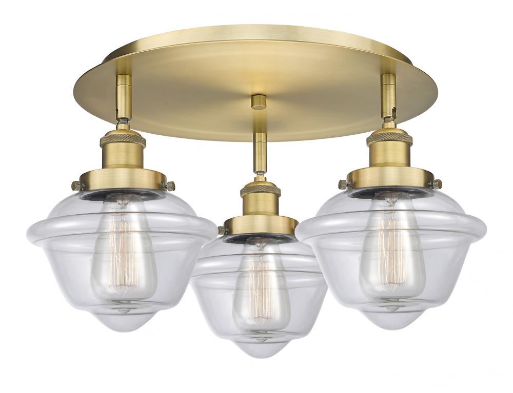Oxford - 3 Light - 19 inch - Brushed Brass - Semi-Flush Mount