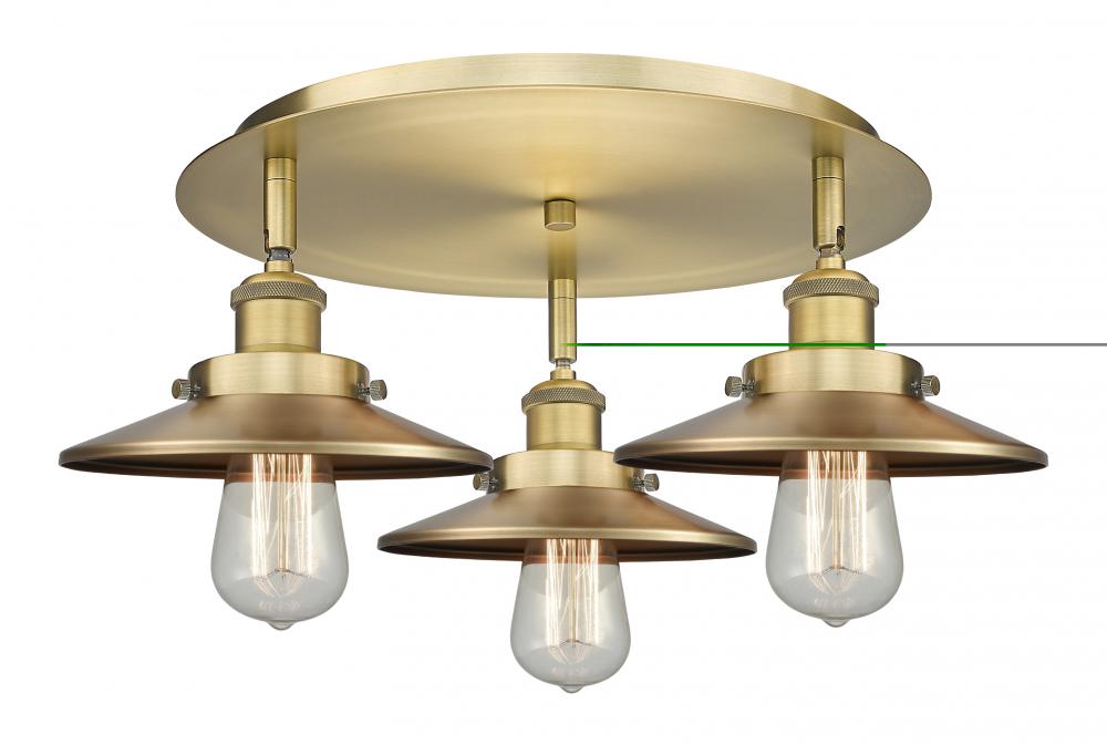 Edison - 3 Light - 20 inch - Brushed Brass - Semi-Flush Mount