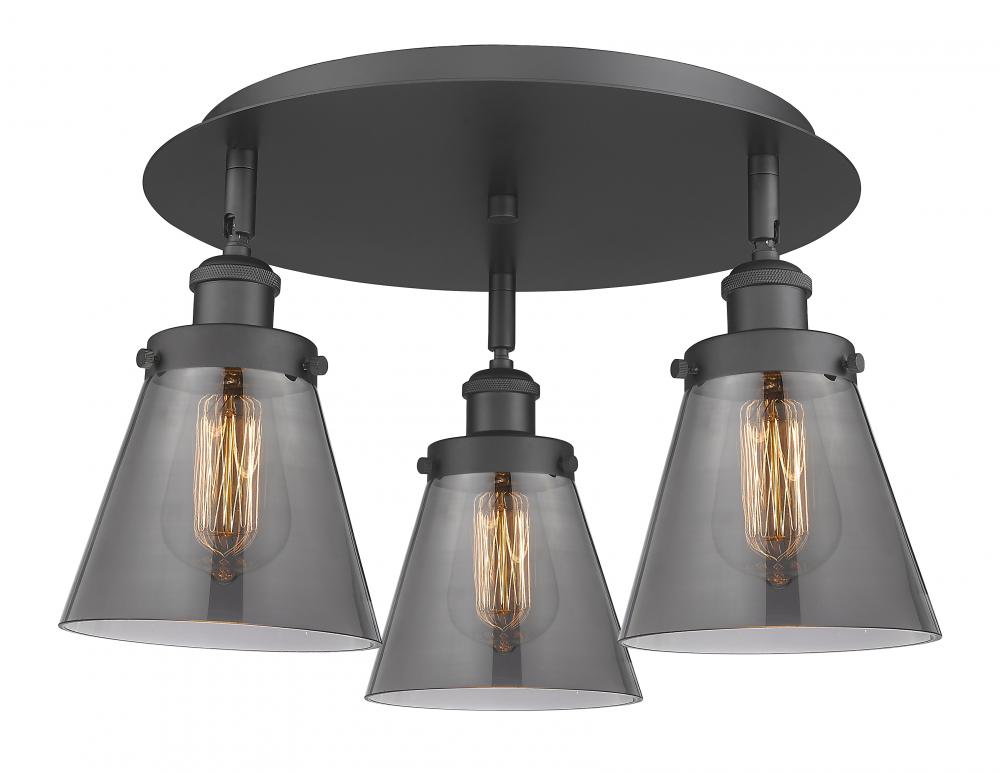 Cone - 3 Light - 18 inch - Matte Black - Semi-Flush Mount