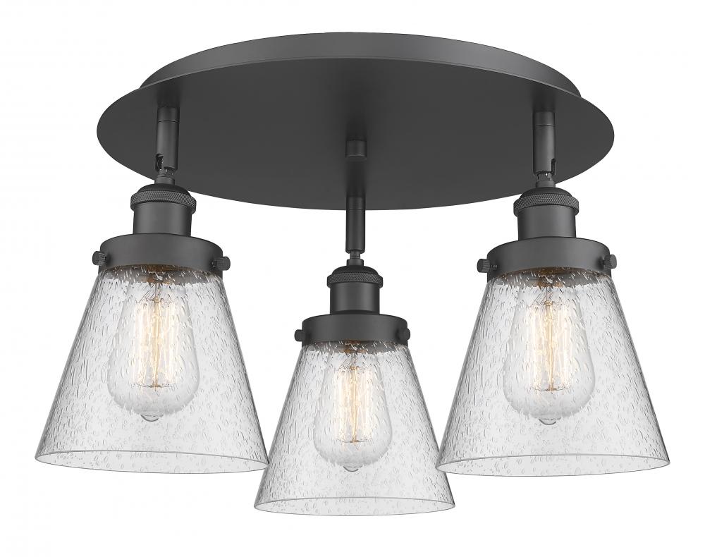 Cone - 3 Light - 18 inch - Matte Black - Semi-Flush Mount