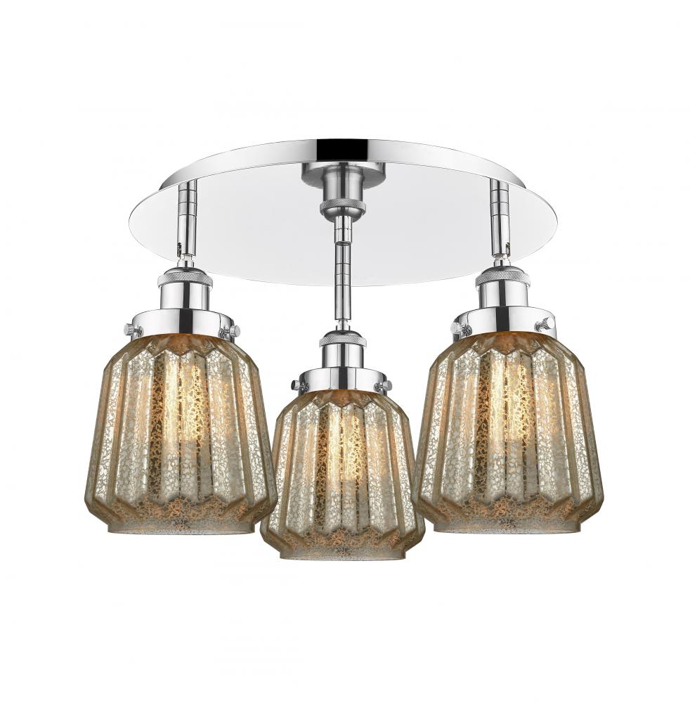 Chatham - 3 Light - 19 inch - Polished Chrome - Semi-Flush Mount