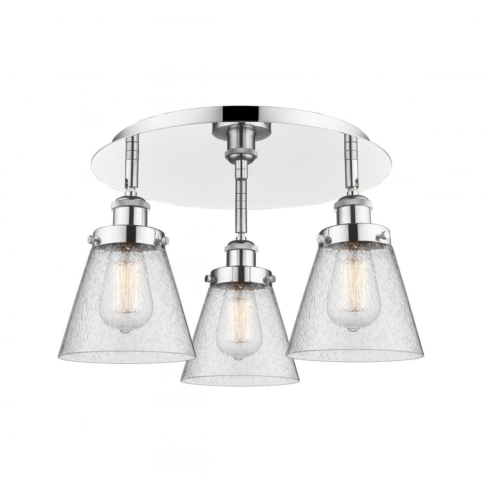 Cone - 3 Light - 18 inch - Polished Chrome - Semi-Flush Mount