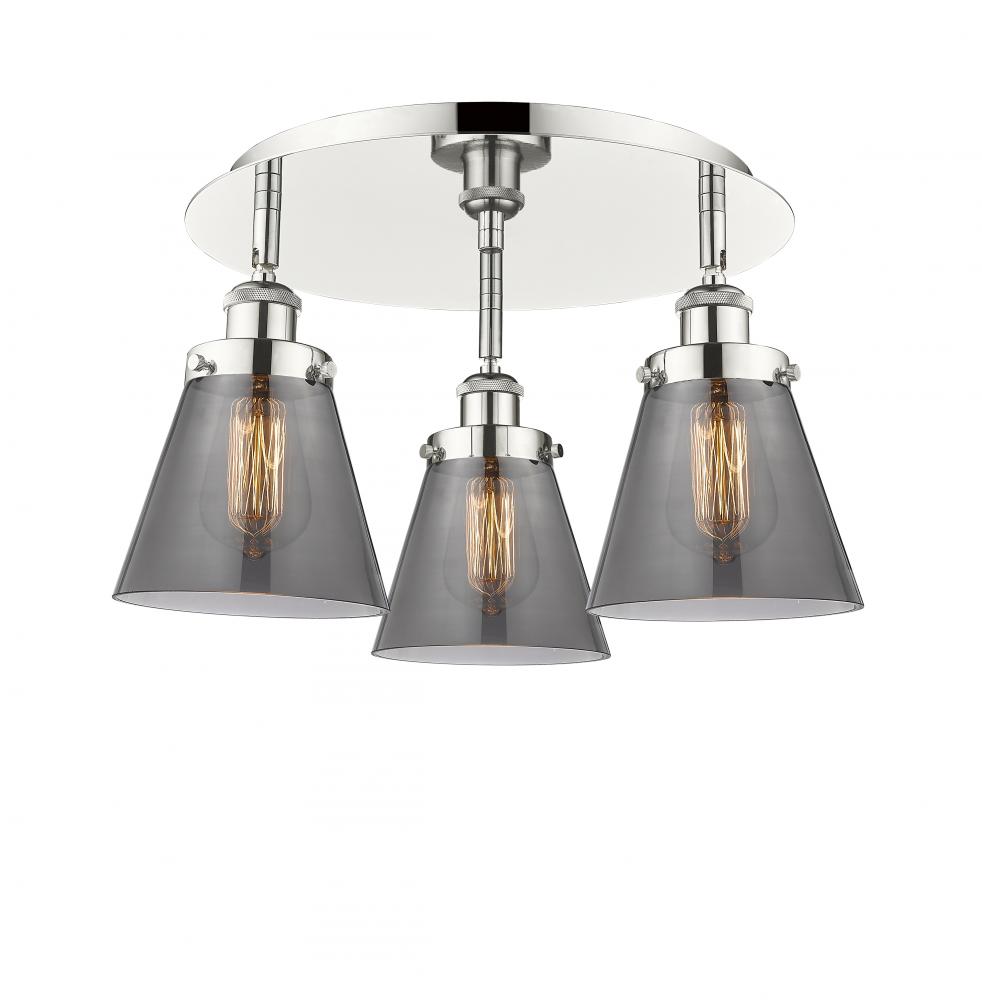 Cone - 3 Light - 18 inch - Polished Nickel - Semi-Flush Mount