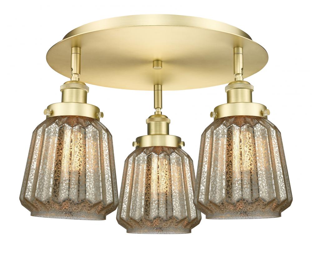 Chatham - 3 Light - 19 inch - Satin Gold - Semi-Flush Mount