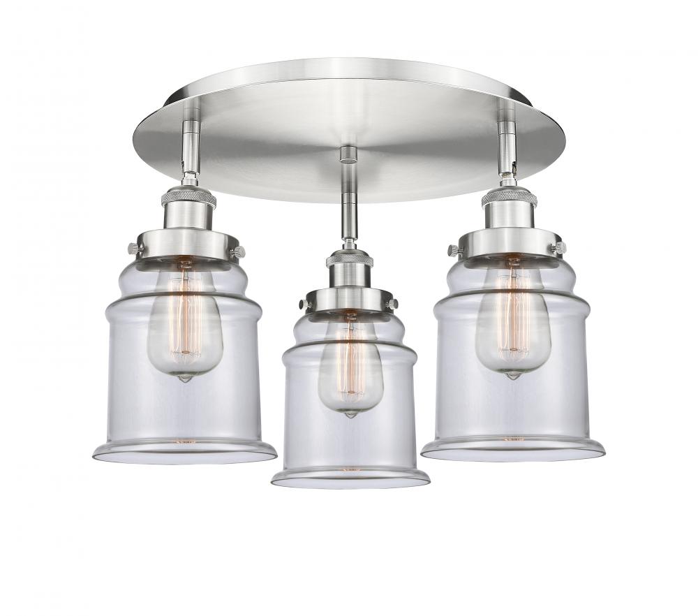 Canton - 3 Light - 18 inch - Satin Nickel - Semi-Flush Mount