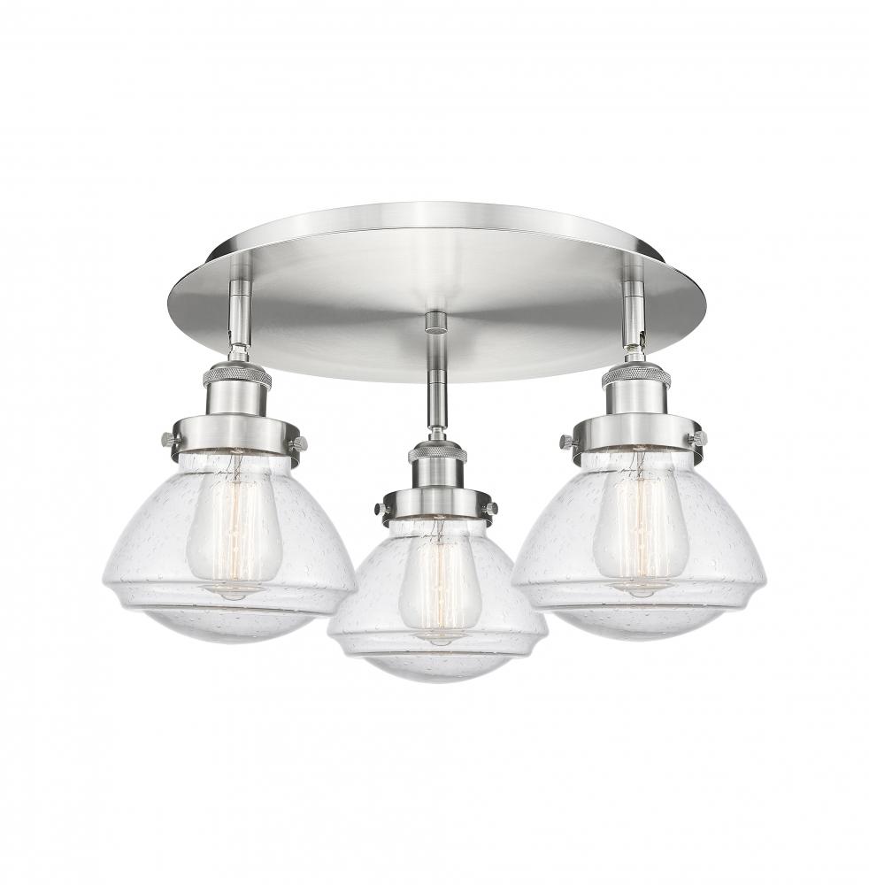 Olean - 3 Light - 19 inch - Satin Nickel - Semi-Flush Mount