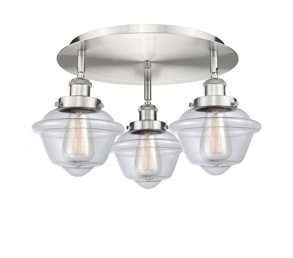 Oxford - 3 Light - 19 inch - Satin Nickel - Semi-Flush Mount