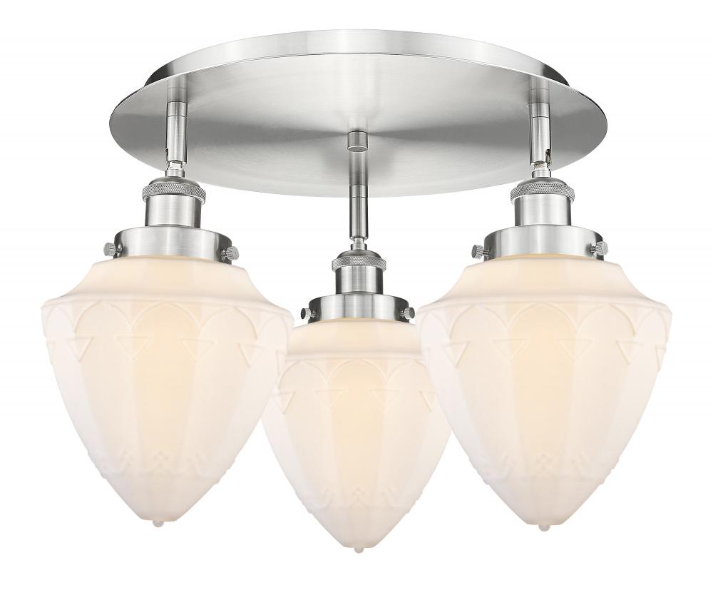 Bullet - 3 Light - 18 inch - Satin Nickel - Semi-Flush Mount