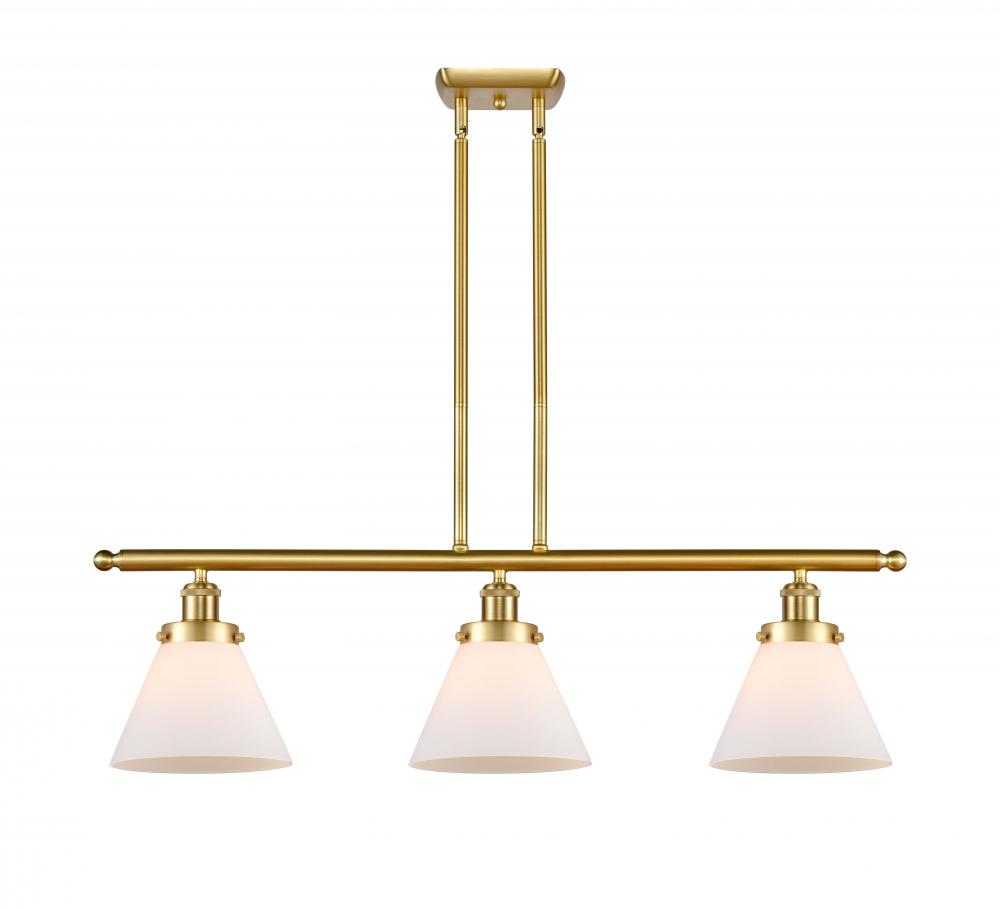 Cone - 3 Light - 36 inch - Satin Gold - Stem Hung - Island Light