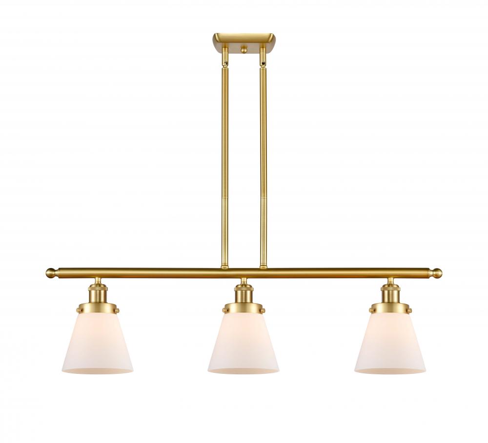 Cone - 3 Light - 36 inch - Satin Gold - Stem Hung - Island Light