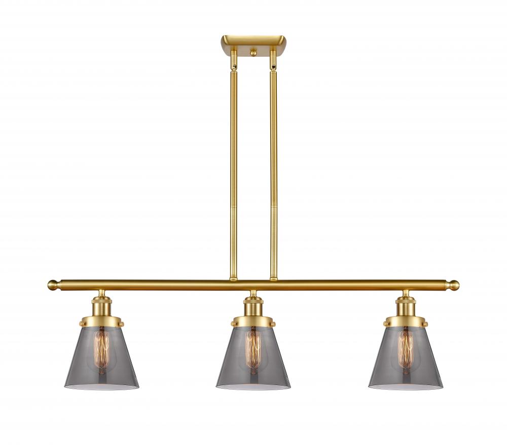 Cone - 3 Light - 36 inch - Satin Gold - Stem Hung - Island Light