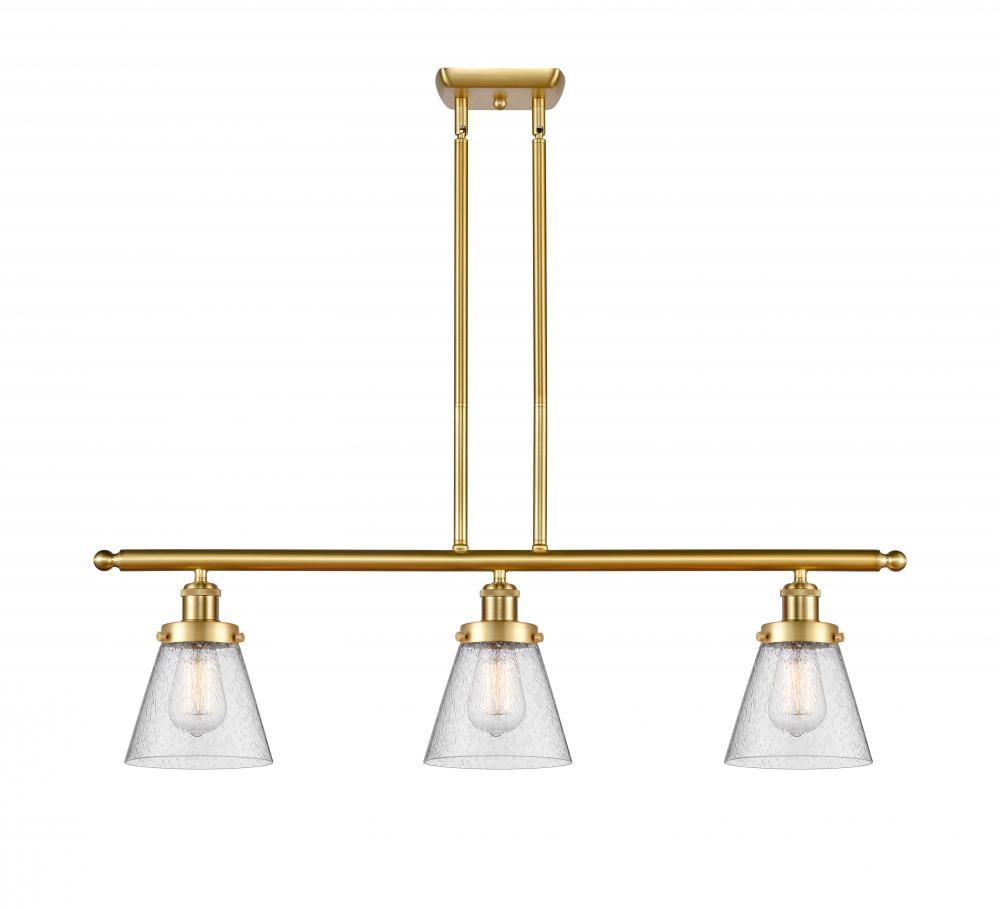 Cone - 3 Light - 36 inch - Satin Gold - Stem Hung - Island Light