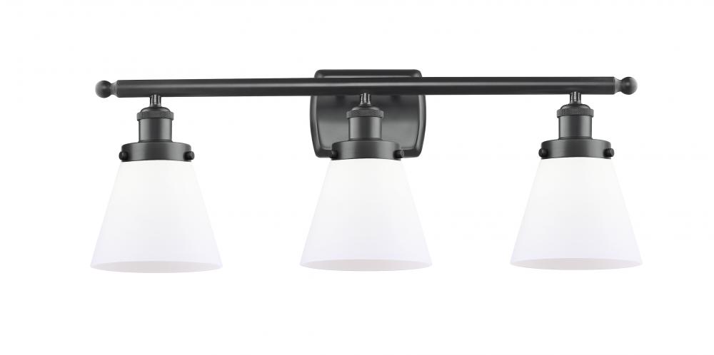 Cone - 3 Light - 26 inch - Matte Black - Bath Vanity Light