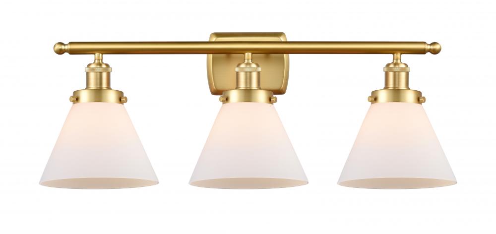 Cone - 3 Light - 28 inch - Satin Gold - Bath Vanity Light