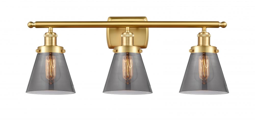 Cone - 3 Light - 26 inch - Satin Gold - Bath Vanity Light